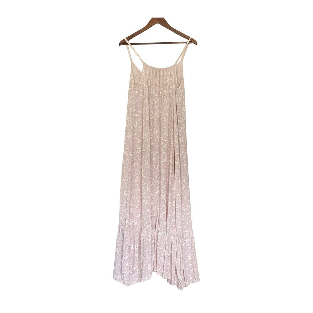 Made in Italy‎ Floral Maxi Dress Small Pink Daisy Print Spaghetti Strap